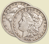 Two old silver dollars